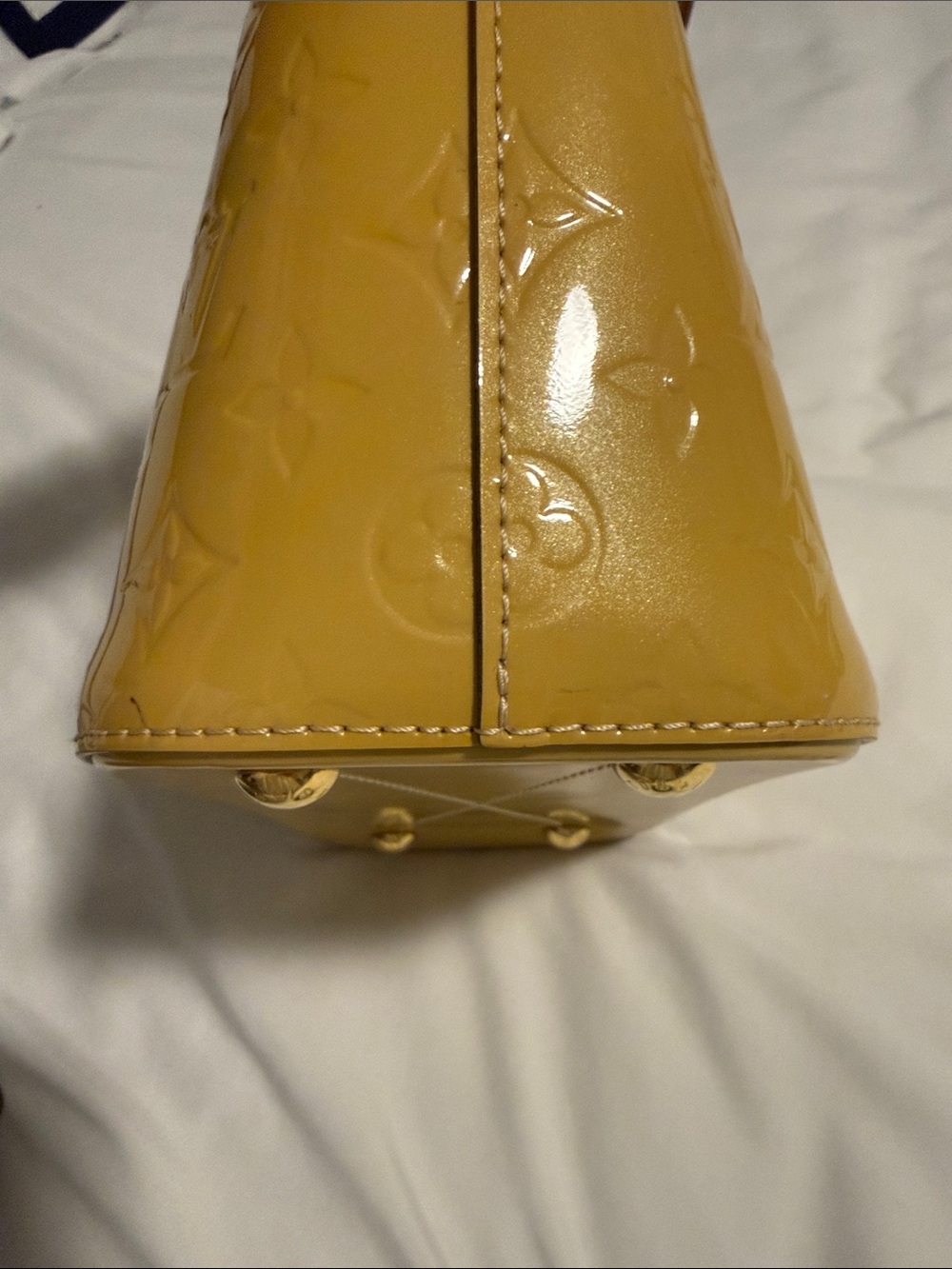 Louis Vuitton Yellow Vernis Alma Satchel w/ matching yellow shoulder strap❣️ - Picture 15 of 17